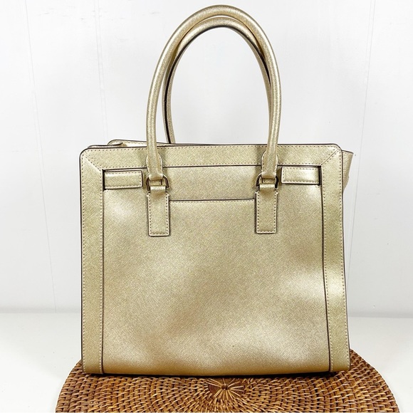 Michael Kors Gold Shimmer Women's Bag Satchel Large Purse - Picture 2 of 5